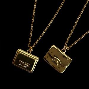 Upcycled Gold Celine Bag Pendant Necklace